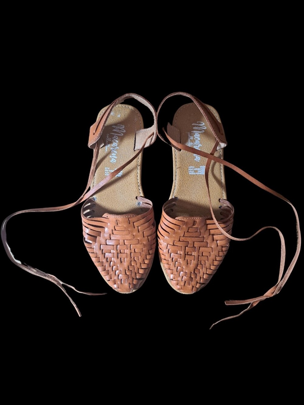 Macarena Collection Tan Leather Tie-Up Huaraches | 8.5